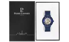 Pierre Lannier Automatic 318B468 Montre Automatique Homme, Boîtier Acier Bleu 42 mm, Cadran Squelette Bleu, Bracelet Acier Milanais Bleu 20 mm Femme PIERRE LANNIER
