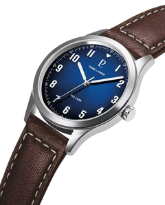 Pierre Lannier Aviateur 260G164 Montre Homme Quartz, Boîtier Acier 40 mm, Cadran Bleu Soleillé, Bracelet Cuir Brun 20 mm Femme PIERRE LANNIER