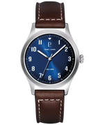 Pierre Lannier Aviateur 260G164 Montre Homme Quartz, Boîtier Acier 40 mm, Cadran Bleu Soleillé, Bracelet Cuir Brun 20 mm Femme PIERRE LANNIER