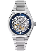 Pierre Lannier Copilote 308G161 Montre Automatique Homme, Boîtier Acier 42,5 mm, Cadran Squelette Bleu, Bracelet Acier Argenté 22 mm Femme PIERRE LANNIER