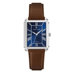 Pierre Lannier Empire 212G164 Montre Homme Quartz, Boîtier Rectangulaire 34 x 30,5 mm, Cadran Bleu Soleillé, Bracelet Cuir Marron, Calibre TMI VX21C Homme PIERRE LANNIER
