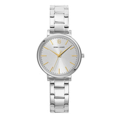 Pierre Lannier ESSENTIAL 087M621 Montre Femme à Quartz, Boîtier Rond Acier Inoxydable Argenté, Cadran Gris Soleil, Bracelet Acier Poli, Étanche 30 m Femme PIERRE LANNIER