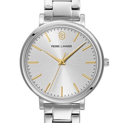 Pierre Lannier ESSENTIAL 087M621 Montre Femme à Quartz, Boîtier Rond Acier Inoxydable Argenté, Cadran Gris Soleil, Bracelet Acier Poli, Étanche 30 m Femme PIERRE LANNIER