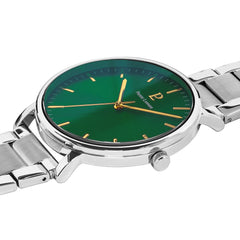 Pierre Lannier Essential 251G171 Montre Homme Quartz, Boîtier Acier 40,5 mm, Cadran Vert Soleillé, Bracelet Acier Argenté 20 mm Femme PIERRE LANNIER