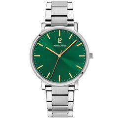 Pierre Lannier Essential 251G171 Montre Homme Quartz, Boîtier Acier 40,5 mm, Cadran Vert Soleillé, Bracelet Acier Argenté 20 mm Femme PIERRE LANNIER