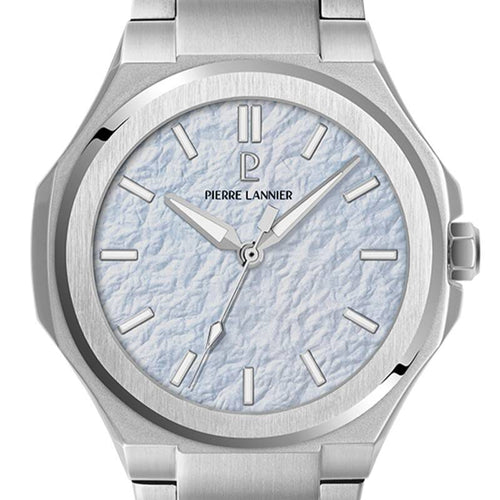 Pierre Lannier Graphite 203G161 Montre Unisexe Quartz, Boîtier Rond 38 mm Gris, Cadran Bleu Texturé Mat, Bracelet Acier Gris 24 mm, Verre Gorilla Glass Unisexe PIERRE LANNIER