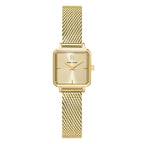 Pierre Lannier LEONOR 072J542 Montre Femme à Quartz, Boîtier Carré en Acier Inoxydable PVD Or, Cadran Soleillé Doré, Bracelet Milanais Doré 12 mm, Étanche 30 m Femme PIERRE LANNIER