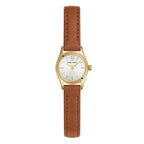 Pierre Lannier PYA 091M524 Montre Femme à Quartz, Boîtier Rond Doré 20 mm, Cadran Soleil Doré, Bracelet Cuir Marron 10 mm, Étanche 5 ATM Femme PIERRE LANNIER