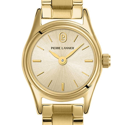 Pierre Lannier PYA 092M542 Montre Femme à Quartz, Boîtier Rond Doré 20 mm, Cadran Soleil Doré, Bracelet Acier Inoxydable Doré 10 mm, Étanche 5 ATM Femme PIERRE LANNIER