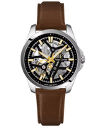 Pierre Lannier Skeletom 304G134 Montre Automatique Homme, Boîtier Acier 40 mm, Cadran Squelette Noir, Bracelet Cuir Brun 20 mm Femme PIERRE LANNIER