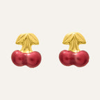 Puces d'oreilles enfant Cerise en or jaune 18 carats Boucles d'oreilles Robez Masson