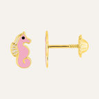 Puces d'oreilles enfant Hippocampe en or jaune 18 carats Boucles d'oreilles Robez Masson