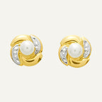 Puces d'oreilles femme torsadé perle de culture en Or 18 carats Boucles d'oreilles Robez Masson