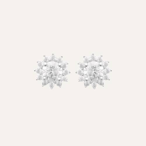 Puces d'oreilles fleurs en argent et oxyde de zirconium Boucles d'oreilles LEURELOR