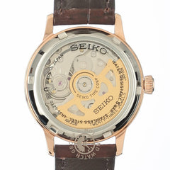 Seiko SRP852J1 Montre Femme Automatique Presage Cocktail Time Bellini Cadran Argent Rose Gold Bracelet Cuir Élégance Intemporelle et Confort Quotidien Homme SEIKO