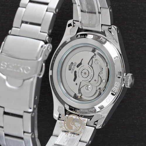 Seiko SRPG27K1 Montre Homme Automatique 5 Sports Cadran Noir Bracelet Acier Inoxydable Style Militaire Confort Durable et Précision Quotidienne Homme SEIKO