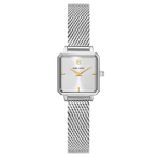 Pierre Lannier LEONOR 071H621 Montre Femme à Quartz, Boîtier Carré en Acier Inoxydable Argenté, Cadran Soleillé Argenté, Bracelet Milanais 12 mm, Étanche 30 m
