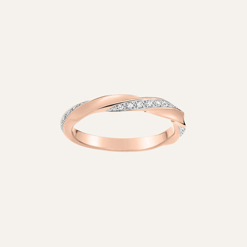 Alliance Femme Torsadé en or rose et diamant Bague Robez Masson 