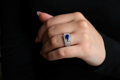 Bague Harmonie Eclatante en Or Blanc, Saphir et Diamant Bague Leurelor 