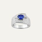 Bague Harmonie Eclatante en Or Blanc, Saphir et Diamant Bague Leurelor 