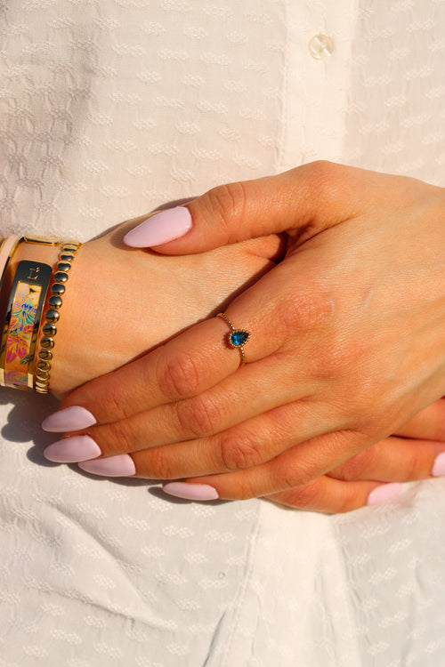 Bague Lalie Leurelor 18K Or Jaune Topaze London Blue Bague Leurelor 