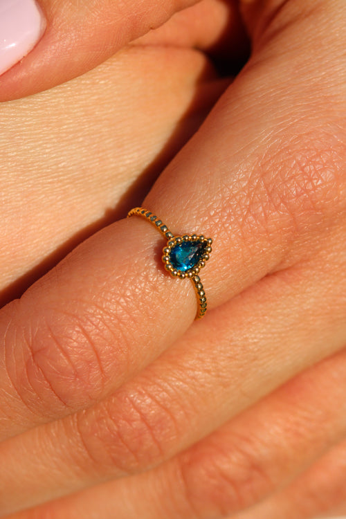 Bague Lalie Leurelor 18K Or Jaune Topaze London Blue Bague Leurelor 