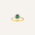 Bague Leurelor Solitaire 18K OR Émeraude & Diamants Bicolore Monture Leurelor 49 