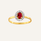 Bague Leurelor Solitaire 18K OR Rubis & Diamants Bicolore Monture Leurelor 49 