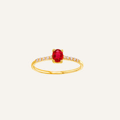 Bague Leurelor Solitaire 18K OR Rubis & Diamants Monture Leurelor 49 