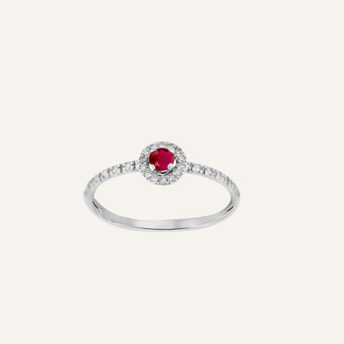 Bague Leurelor Solitaire 18K OR Rubis et Diamants Monture Leurelor 49 