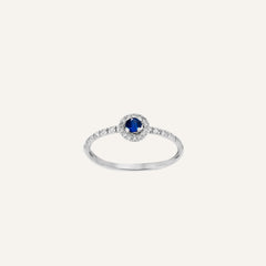 Bague Leurelor Solitaire 18K OR Saphir de Ceylan et Diamants Monture Leurelor 50 