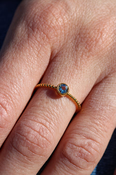 Bague Perlée Leurelor 18K Or Jaune Aigue-Marine Bague Leurelor 