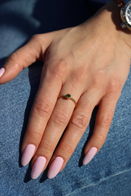 Bague Perlée Leurelor 18K Or Jaune Diopside Bague Leurelor 