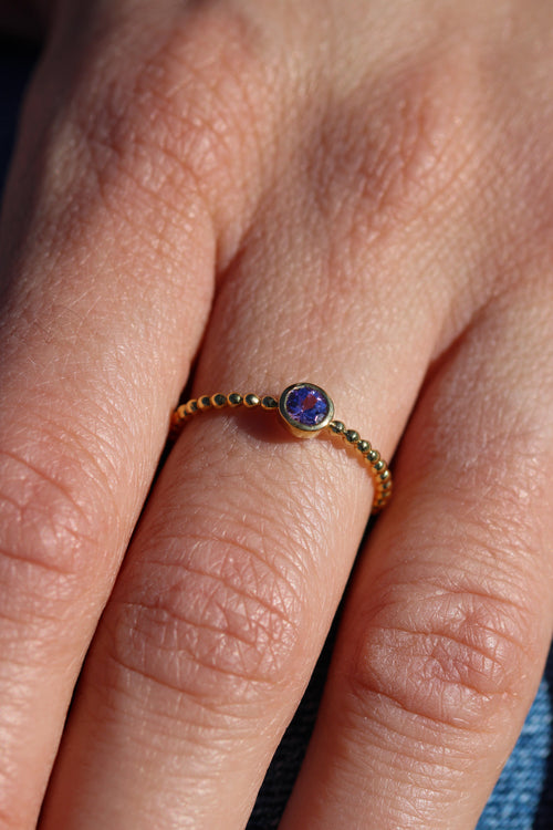 Bague Perlée Leurelor 18K Or Jaune Tanzanite Bague Leurelor 