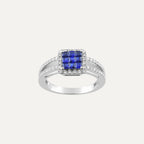 Bague Princesse en Or Blanc, Saphir et diamant Bague Leurelor 