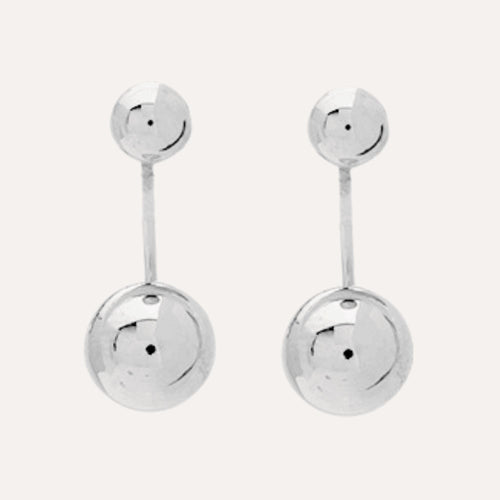 Boucles d'oreilles Femme pendantes Or Blanc boule 5 mm et 8 mm Boucles d'oreilles Robez Masson 