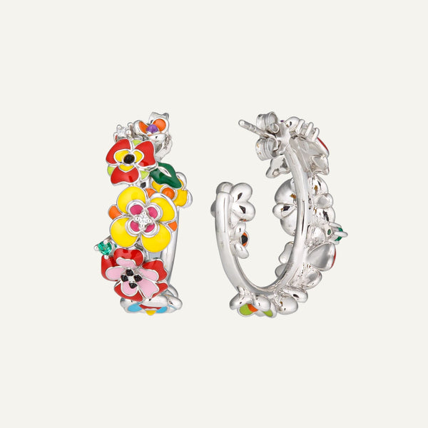 3 Paires Boucles D'Oreilles Argent 925 Fleurs Zirconium - Clous D'Oreilles Femme Fille