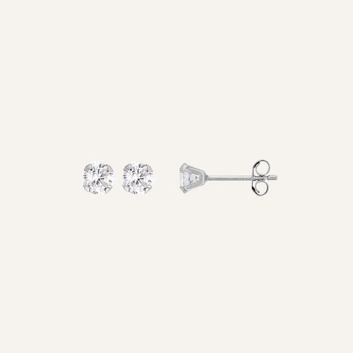 Boucles d'oreilles Leurelor Or Blanc 18K Oxyde de zirconium 4mm Boucles d'oreilles Leurelor 