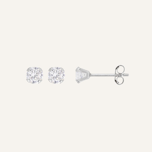 Boucles d'oreilles Leurelor Or Blanc 18K Oxyde de zirconium 5mm Boucles d'oreilles Leurelor 