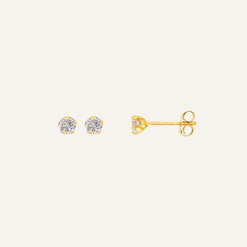 Boucles d'oreilles Leurelor Or Jaune 18K Oxyde de zirconium 3mm Boucles d'oreilles Leurelor 