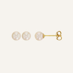 Boucles d'oreilles Leurelor Or Jaune 18K Perle d'Eau Douce 5mm Rondes Boucles d'oreilles Leurelor 