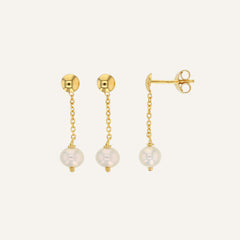 Boucles d'oreilles Pendantes Leurelor Or Jaune 18K Perle d'Eau Douce Boucles d'oreilles Leurelor 