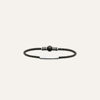 Bracelet Cable en Cuir, acier et perle d'agathe Noire Bracelet Leurelor 