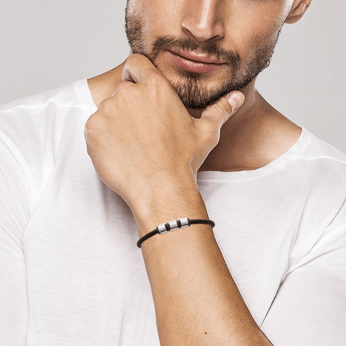 Bracelet Homme cable en Cuir et Acier Bracelet Leurelor 