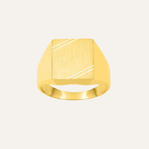 Chevalière Carré brossée Homme en or Jaune 9K Bague Robez Masson 