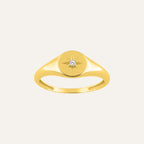 Chevalière étoile Femme en Or Jaune et oxyde de zirconium Bague Robez Masson 