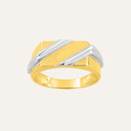 Chevalière Rectangle Homme en Or Jaune et Rhodium Bague Robez Masson 