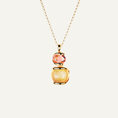 Collier Marazzini Rose Peach Murano en Plaqué Or Collier Marazzini 