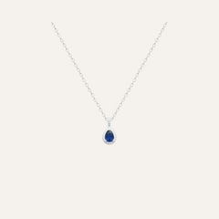 Collier Princesse sur chaine en argent et pierre Oxyde bleu Collier Leurelor 