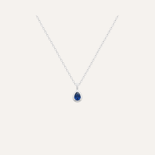 Collier Princesse sur chaine en argent et pierre Oxyde bleu Collier Leurelor 